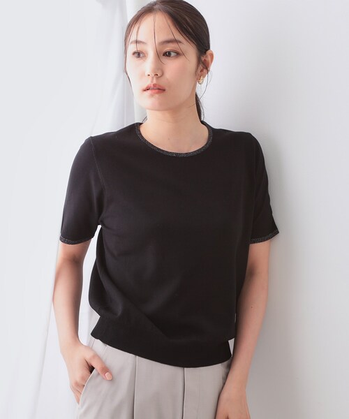 【70％OFF】 セール】配色ラメニット/アンサンブル対応【洗濯機洗い可/抗ピル パンツ