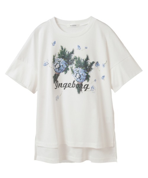 INGEBORG(インゲボルグ)の「ローズマリーとアジサイワンポイントpt.Tシャツ(Tシャツ/カットソー・レディース・ブラック/オフホワイト/ブルー/ネイビー/ピンク・MEDIUM)」の2枚目の写真