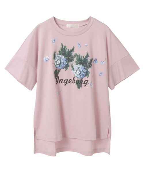 INGEBORG(インゲボルグ)の「ローズマリーとアジサイワンポイントpt.Tシャツ(Tシャツ/カットソー・レディース・ブラック/オフホワイト/ブルー/ネイビー/ピンク・MEDIUM)」の5枚目の写真