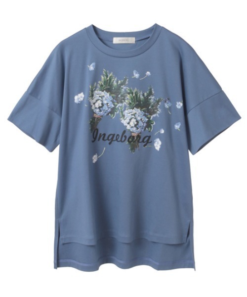 INGEBORG(インゲボルグ)の「ローズマリーとアジサイワンポイントpt.Tシャツ(Tシャツ/カットソー・レディース・ブラック/オフホワイト/ブルー/ネイビー/ピンク・MEDIUM)」の4枚目の写真
