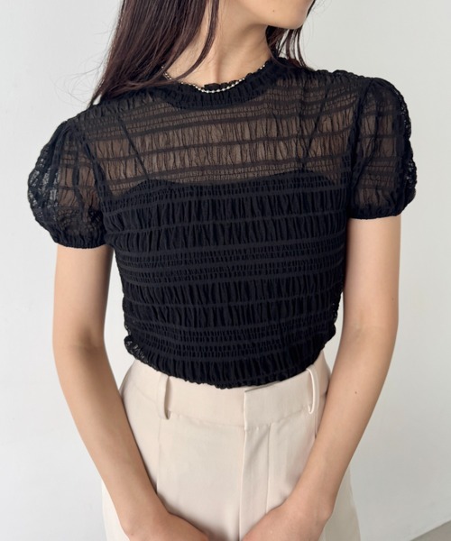 【☺︎】BODE シアーラバンデュラ半袖シャツ　S size セール】シャーリング シアー半袖トップス（Tシャツ/カットソー