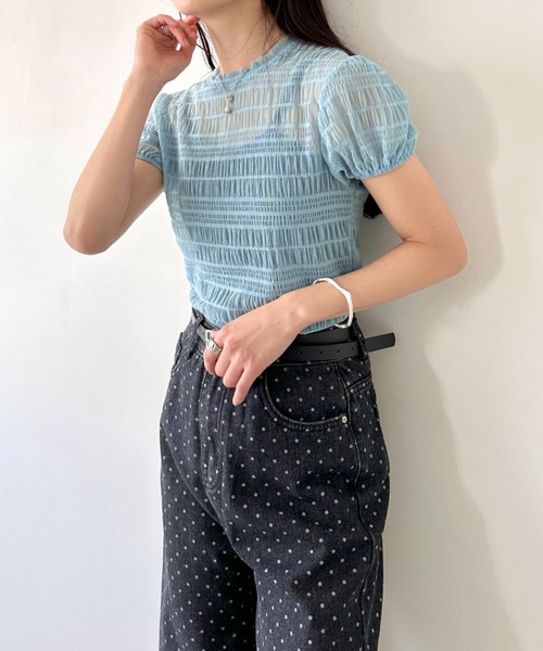 【☺︎】BODE シアーラバンデュラ半袖シャツ　S size セール】シャーリング シアー半袖トップス（Tシャツ/カットソー