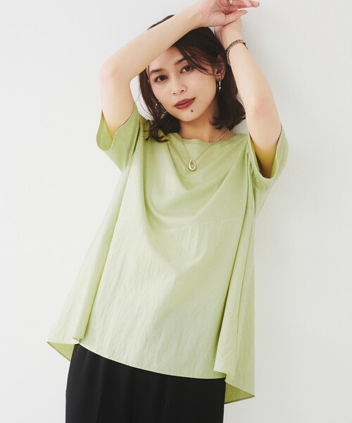 OUTLET SALE- 訳あり品など大放出 セール】【UVカット/接触冷感/Tシャツ】異素材ドッキング トップス