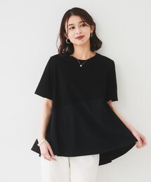 【UVカット/接触冷感/Tシャツ】異素材ドッキングペプラム