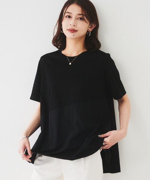 UNTITLED（アンタイトル）の「【UVカット/接触冷感/Tシャツ】異素材ドッキングペプラム（Tシャツ/カットソー・レディース・オフホワイト/サックスブルー/ブラック/グリーン系・00/04/02/50/48/44）」の10枚目の写真