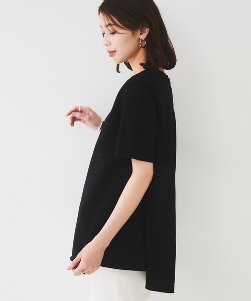 UNTITLED（アンタイトル）の「【UVカット/接触冷感/Tシャツ】異素材ドッキングペプラム（Tシャツ/カットソー・レディース・オフホワイト/サックスブルー/ブラック/グリーン系・00/04/02/50/48/44）」の11枚目の写真
