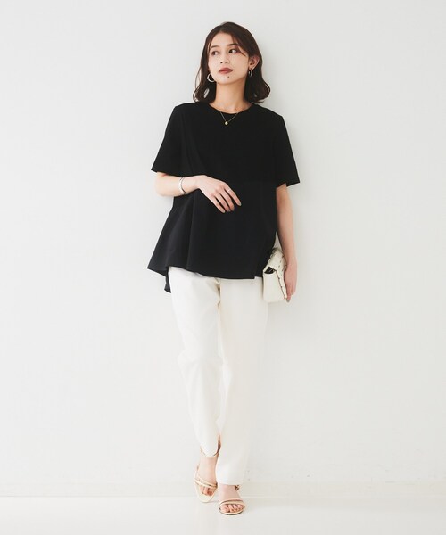 異素材ペプラムTシャツ （BLK） 異素材ペプラムTシャツ（カットソー/Tシャツ）｜SNIDEL