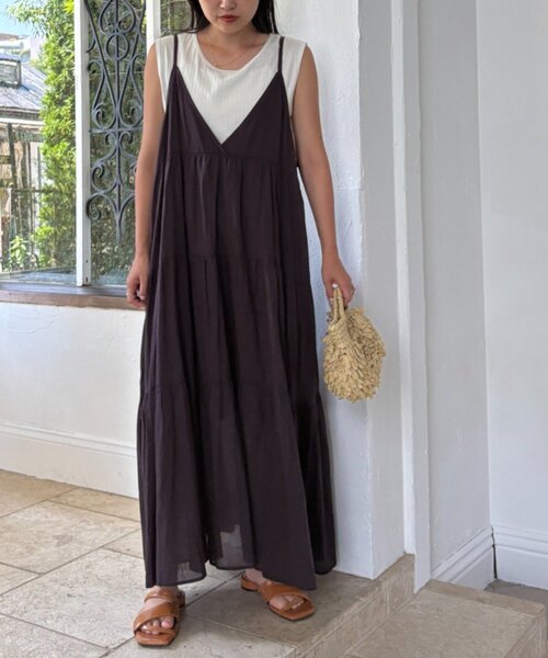 セール】【India】シリコンウォッシュ2WAYティアードキャミワンピ