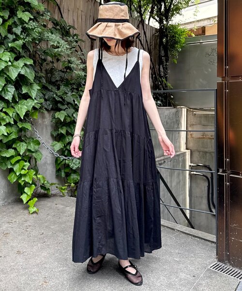 India】シリコンウォッシュ2WAYティアードキャミワンピ（ワンピース