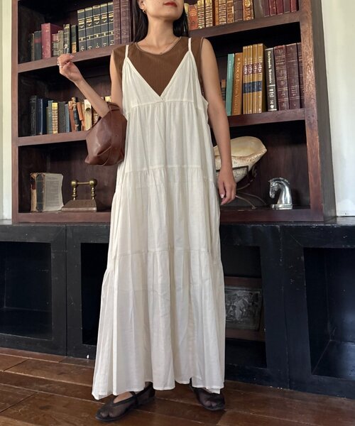 CIAOPANIC TYPY（チャオパニックティピー）の「【India】シリコンウォッシュ2WAYティアードキャミワンピ（ワンピース・レディース・レッド/ブラウン/ブラック/アイボリー・ONE SIZE）」の19枚目の写真