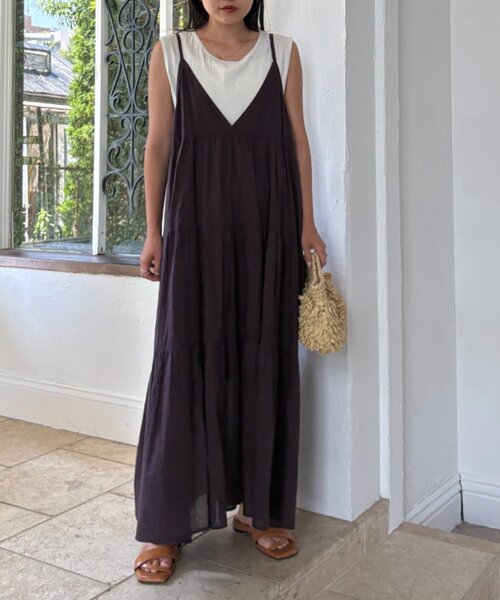 India】シリコンウォッシュ2WAYティアードキャミワンピ（ワンピース