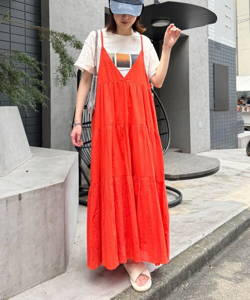 India】シリコンウォッシュ2WAYティアードキャミワンピ（ワンピース