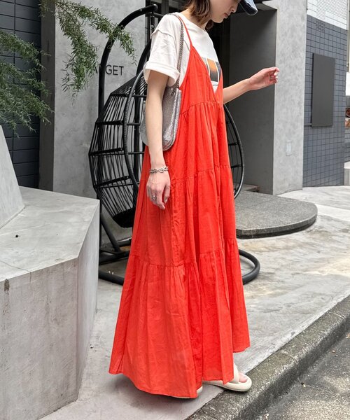 CIAOPANIC TYPY（チャオパニックティピー）の「【India】シリコンウォッシュ2WAYティアードキャミワンピ（ワンピース・レディース・レッド/ブラウン/ブラック/アイボリー・ONE SIZE）」の15枚目の写真