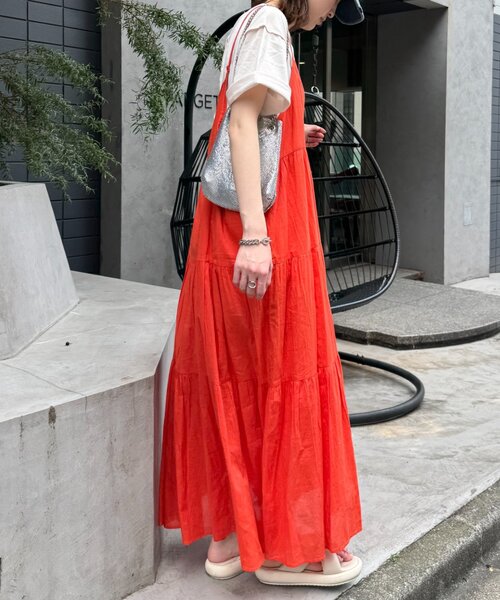 CIAOPANIC TYPY（チャオパニックティピー）の「【India】シリコンウォッシュ2WAYティアードキャミワンピ（ワンピース・レディース・レッド/ブラウン/ブラック/アイボリー・ONE SIZE）」の16枚目の写真