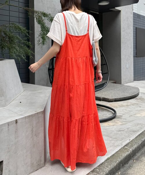 CIAOPANIC TYPY（チャオパニックティピー）の「【India】シリコンウォッシュ2WAYティアードキャミワンピ（ワンピース・レディース・レッド/ブラウン/ブラック/アイボリー・ONE SIZE）」の17枚目の写真