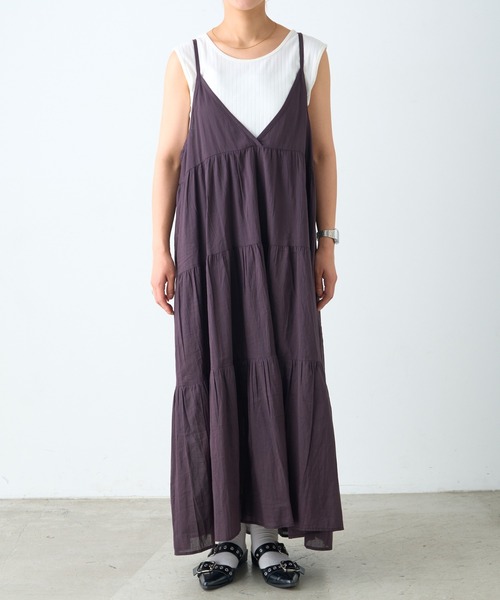 CIAOPANIC TYPY（チャオパニックティピー）の「【India】シリコンウォッシュ2WAYティアードキャミワンピ（ワンピース・レディース・レッド/ブラウン/ブラック/アイボリー・ONE SIZE）」の5枚目の写真