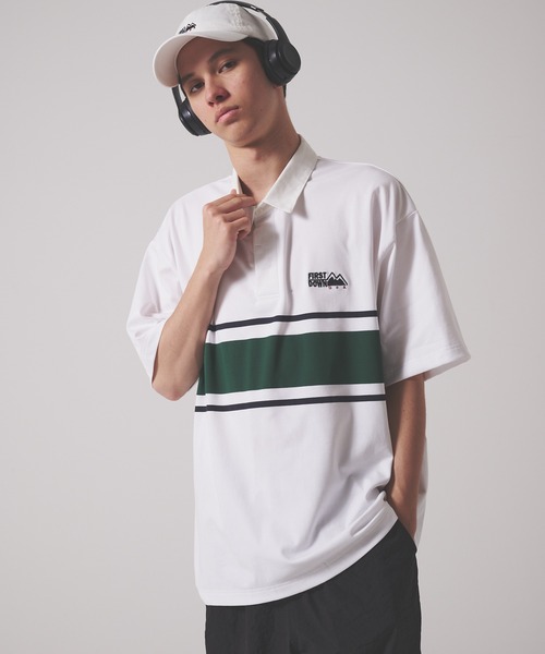FIRST DOWN(ファーストダウン)の「CVCジャージー ショートスリーブ ラガーシャツ(ポロシャツ・メンズ・ホワイト/サックスブルー/ブラック・L/XL/M)」の1枚目の写真