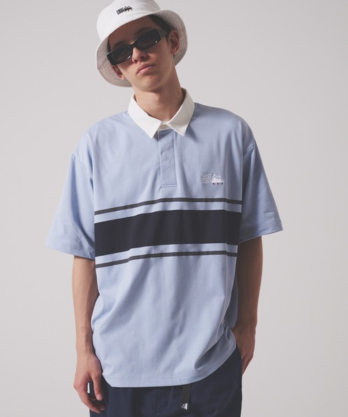 FIRST DOWN(ファーストダウン)の「CVCジャージー ショートスリーブ ラガーシャツ(ポロシャツ・メンズ・ホワイト/サックスブルー/ブラック・L/XL/M)」の3枚目の写真