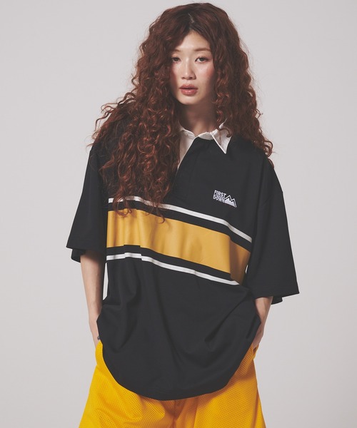 FIRST DOWN(ファーストダウン)の「CVCジャージー ショートスリーブ ラガーシャツ(ポロシャツ・メンズ・ホワイト/サックスブルー/ブラック・L/XL/M)」の2枚目の写真