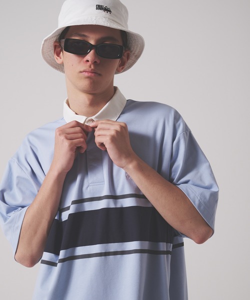 FIRST DOWN(ファーストダウン)の「CVCジャージー ショートスリーブ ラガーシャツ(ポロシャツ・メンズ・ホワイト/サックスブルー/ブラック・L/XL/M)」の9枚目の写真