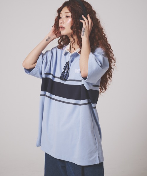 FIRST DOWN(ファーストダウン)の「CVCジャージー ショートスリーブ ラガーシャツ(ポロシャツ・メンズ・ホワイト/サックスブルー/ブラック・L/XL/M)」の11枚目の写真