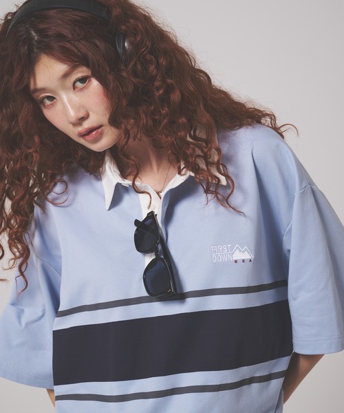 FIRST DOWN(ファーストダウン)の「CVCジャージー ショートスリーブ ラガーシャツ(ポロシャツ・メンズ・ホワイト/サックスブルー/ブラック・L/XL/M)」の12枚目の写真