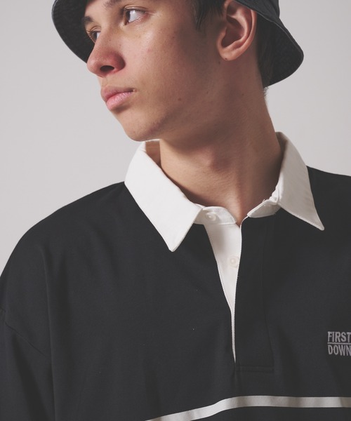 FIRST DOWN(ファーストダウン)の「CVCジャージー ショートスリーブ ラガーシャツ(ポロシャツ・メンズ・ホワイト/サックスブルー/ブラック・L/XL/M)」の6枚目の写真