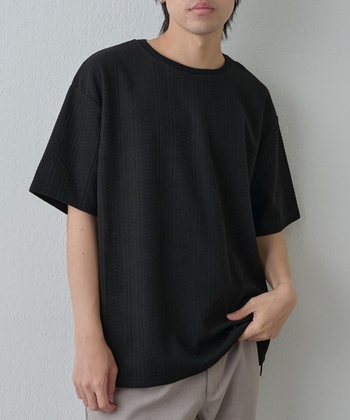 COLONY 2139(コロニートゥーワンスリーナイン)の「ケーブルジャガードTEE(Tシャツ/カットソー・メンズ・ブラック/ホワイト/ブラウン・MEDIUM/LARGE)」の3枚目の写真