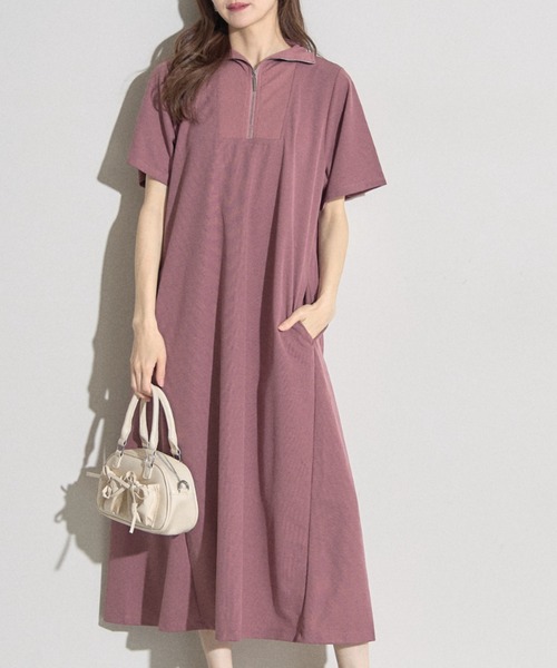 セール】【ZOZO限定】ハーフジップワンピース（ワンピース