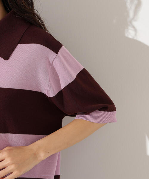 N.（N. Natural Beauty Basic）（エヌエヌナチュラルビューティーベーシック）の「ボーダーポロニット（ポロシャツ・レディース・ブラウン系その他/ブルー系その他/グレー系その他・MEDIUM）」の12枚目の写真