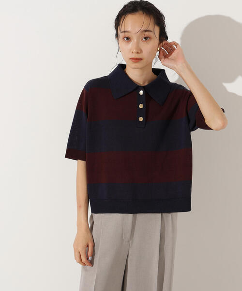 N.（N. Natural Beauty Basic）（エヌエヌナチュラルビューティーベーシック）の「ボーダーポロニット（ポロシャツ・レディース・ブラウン系その他/ブルー系その他/グレー系その他・MEDIUM）」の10枚目の写真