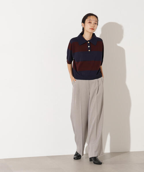 N.（N. Natural Beauty Basic）（エヌエヌナチュラルビューティーベーシック）の「ボーダーポロニット（ポロシャツ・レディース・ブラウン系その他/ブルー系その他/グレー系その他・MEDIUM）」の8枚目の写真