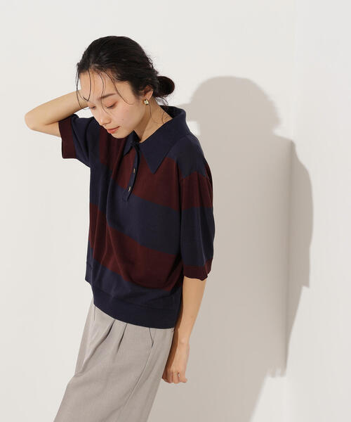 N.（N. Natural Beauty Basic）（エヌエヌナチュラルビューティーベーシック）の「ボーダーポロニット（ポロシャツ・レディース・ブラウン系その他/ブルー系その他/グレー系その他・MEDIUM）」の7枚目の写真