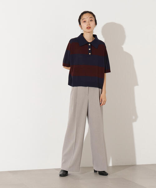 N.（N. Natural Beauty Basic）（エヌエヌナチュラルビューティーベーシック）の「ボーダーポロニット（ポロシャツ・レディース・ブラウン系その他/ブルー系その他/グレー系その他・MEDIUM）」の4枚目の写真