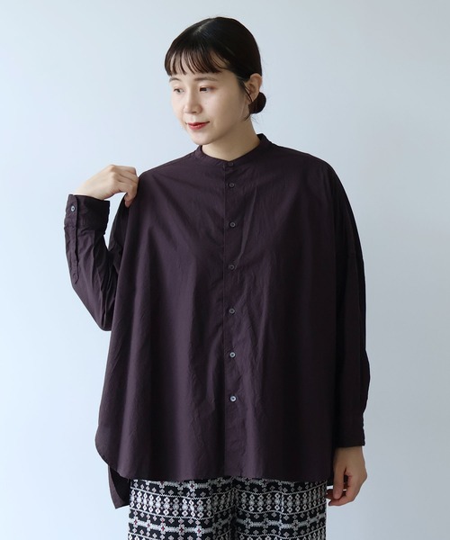 yuni（ユニ　）の「△コットンキャッチワッシャー　ワイドブラウス（シャツ/ブラウス・レディース・ホワイト/ブラック/ダークブラウン/イエロー/ブルー/ライラック/パープル系その他/ピンク・FREE）」の3枚目の写真