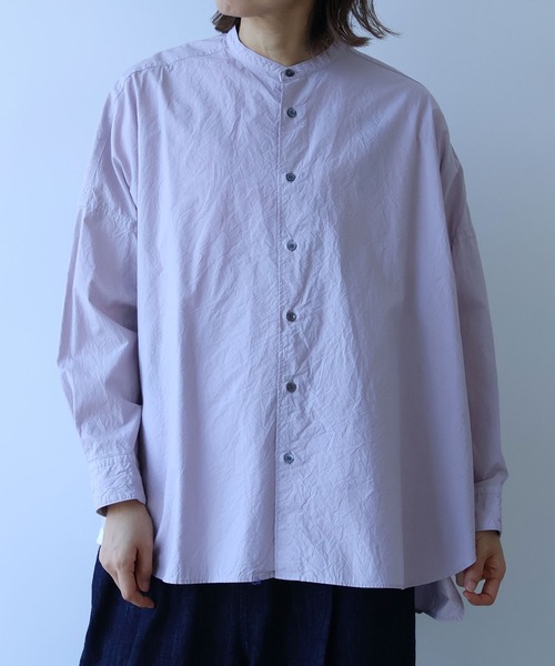 yuni（ユニ　）の「△コットンキャッチワッシャー　ワイドブラウス（シャツ/ブラウス・レディース・ホワイト/ブラック/ダークブラウン/イエロー/ブルー/ライラック/パープル系その他/ピンク・FREE）」の6枚目の写真