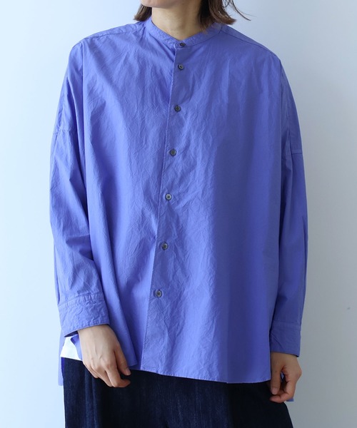 yuni（ユニ　）の「△コットンキャッチワッシャー　ワイドブラウス（シャツ/ブラウス・レディース・ホワイト/ブラック/ダークブラウン/イエロー/ブルー/ライラック/パープル系その他/ピンク・FREE）」の4枚目の写真