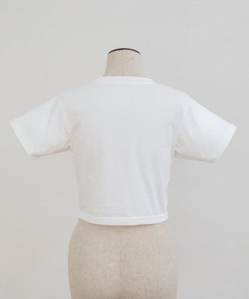 PriCHOU(プリシュ)の「Logo print Cropped T-Shirt/ロゴプリントクロップドTシャツ(Tシャツ/カットソー・レディース・ピンク/ホワイト/ブラック・FREE)」の10枚目の写真