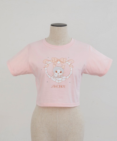 PriCHOU(プリシュ)の「Logo print Cropped T-Shirt/ロゴプリントクロップドTシャツ(Tシャツ/カットソー・レディース・ピンク/ホワイト/ブラック・FREE)」の14枚目の写真