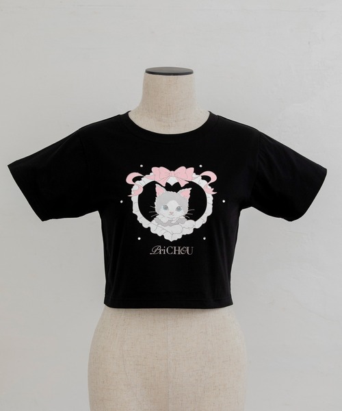 PriCHOU(プリシュ)の「Logo print Cropped T-Shirt/ロゴプリントクロップドTシャツ(Tシャツ/カットソー・レディース・ピンク/ホワイト/ブラック・FREE)」の11枚目の写真