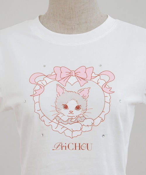 PriCHOU(プリシュ)の「Logo print Cropped T-Shirt/ロゴプリントクロップドTシャツ(Tシャツ/カットソー・レディース・ピンク/ホワイト/ブラック・FREE)」の17枚目の写真