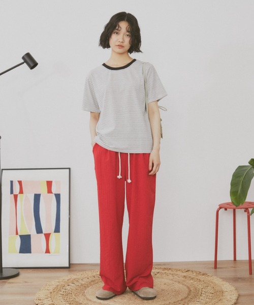 MERLOT(メルロー)の「ベーシックボーダーリンガーT(Tシャツ/カットソー・レディース・グリーン/レッド/ブラック・FREE)」の7枚目の写真