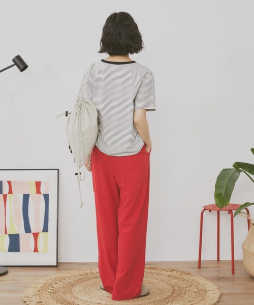 MERLOT(メルロー)の「ベーシックボーダーリンガーT(Tシャツ/カットソー・レディース・グリーン/レッド/ブラック・FREE)」の10枚目の写真