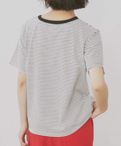 MERLOT(メルロー)の「ベーシックボーダーリンガーT(Tシャツ/カットソー・レディース・グリーン/レッド/ブラック・FREE)」の6枚目の写真