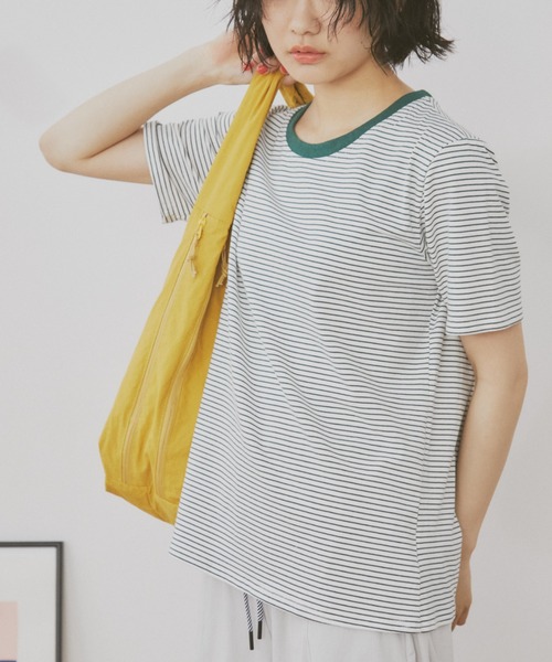 MERLOT(メルロー)の「ベーシックボーダーリンガーT(Tシャツ/カットソー・レディース・グリーン/レッド/ブラック・FREE)」の9枚目の写真