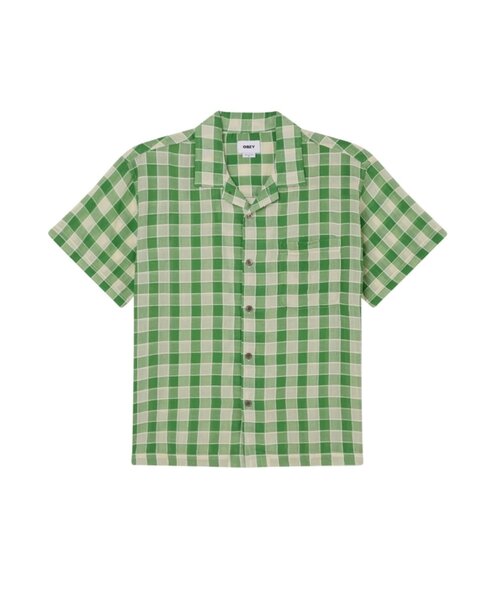 OBEY（オベイ）の「【OBEY】 WELDON WOVEN SHORT SLEEVE SHIRT（シャツ/ブラウス・メンズ・ネイビー/グリーン・MEDIUM/LARGE）」の2枚目の写真