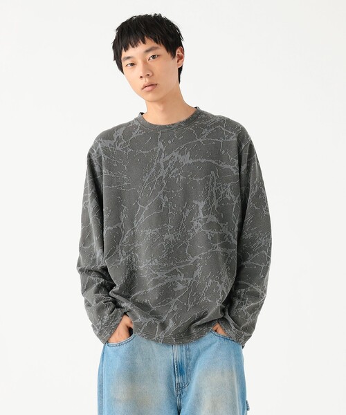 セール】リラックスフィット スプラッシュジャカード ロングスリーブ T