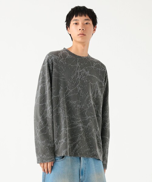BEAMS（ビームス）の「リラックスフィット スプラッシュジャカード ロングスリーブ Tシャツ（Tシャツ/カットソー・メンズ・セージグリーン/ブラック・S/M/L/XL）」の5枚目の写真