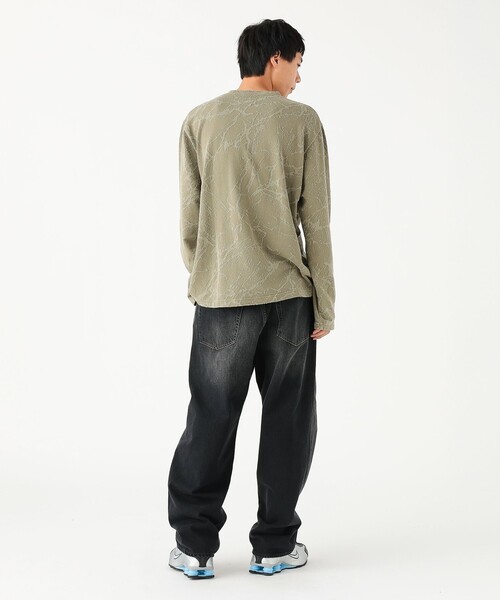 BEAMS（ビームス）の「リラックスフィット スプラッシュジャカード ロングスリーブ Tシャツ（Tシャツ/カットソー・メンズ・セージグリーン/ブラック・S/M/L/XL）」の11枚目の写真