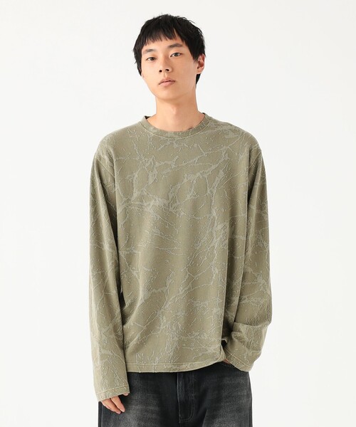 BEAMS（ビームス）の「リラックスフィット スプラッシュジャカード ロングスリーブ Tシャツ（Tシャツ/カットソー・メンズ・セージグリーン/ブラック・S/M/L/XL）」の12枚目の写真